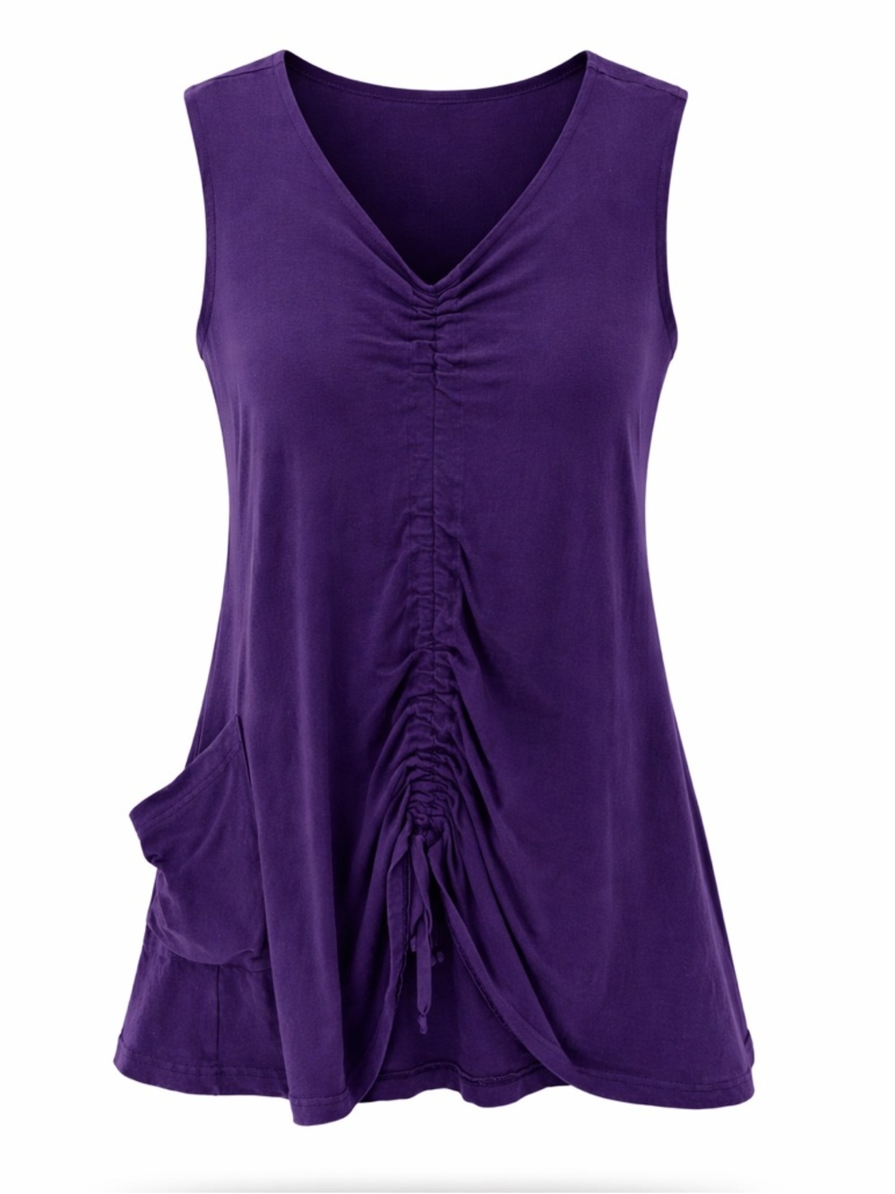 Pacificotton by Bryn Walker Purple Ruched Cotton Lagenlook Tunic Dress XL